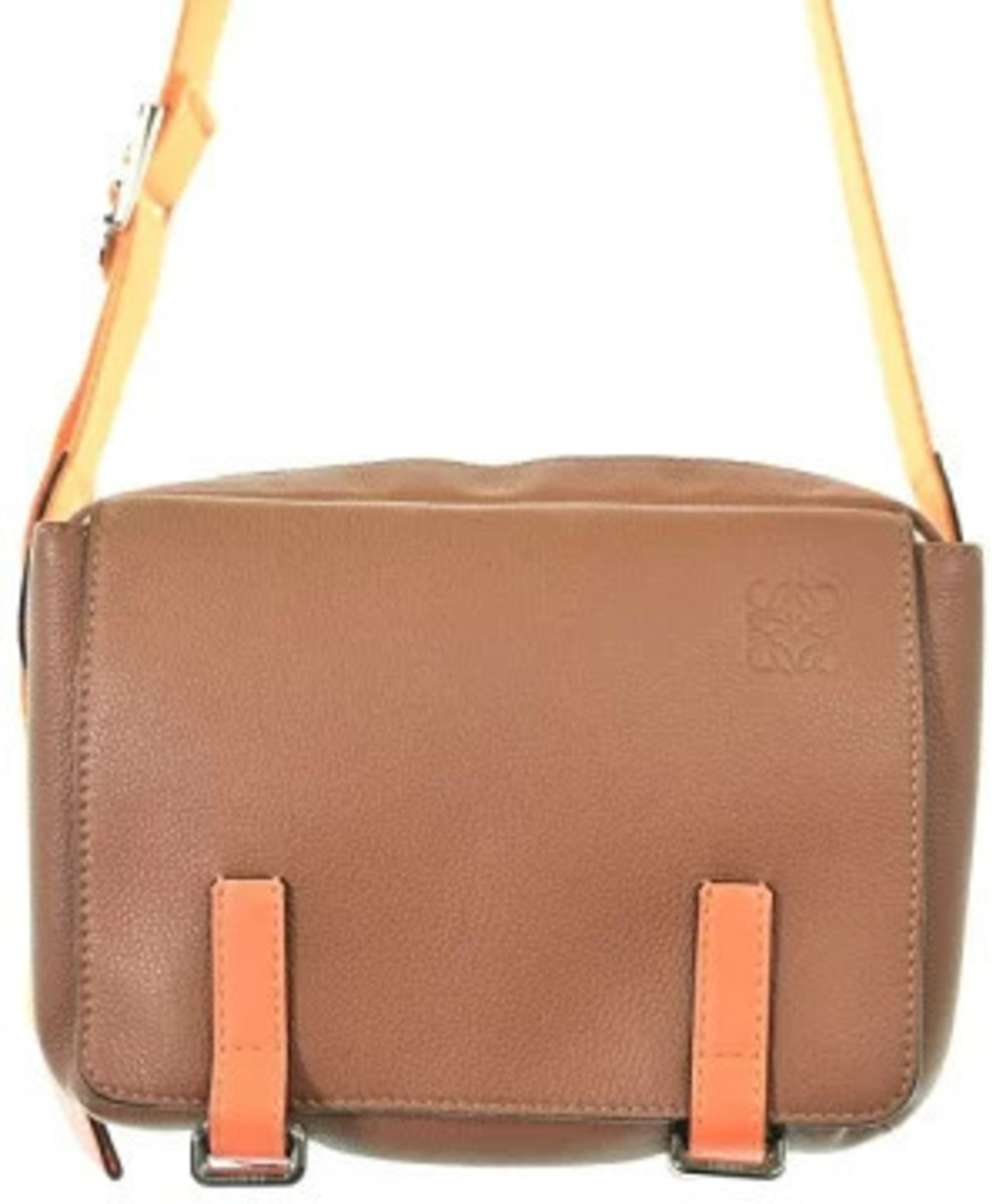 LOEWE Military Messenger Bag orange debossed Anagram logo flap